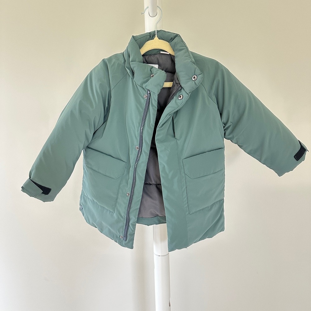 Zara Green Puffer Jacket with Quilted Design